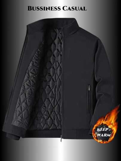 1 قطعة معطف كاجوال للرجال بياقة عالية مبطن، خارجي أنيق ومريح، مناسب للخريف والشتاء