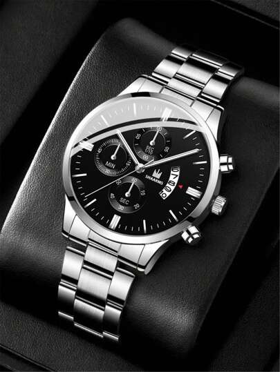 ساعة رجالية ذات ثلاثة عقارب مؤشر تاريخ مدارة للحياة اليومية هدية للطلاب عائدين للمدرسة