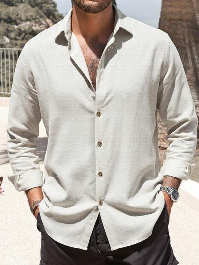 قميص رجالي بأكمام طويلة بطراز عتيق جديد، ملابس كاجوال للخارج مناسبة للربيع والخريف